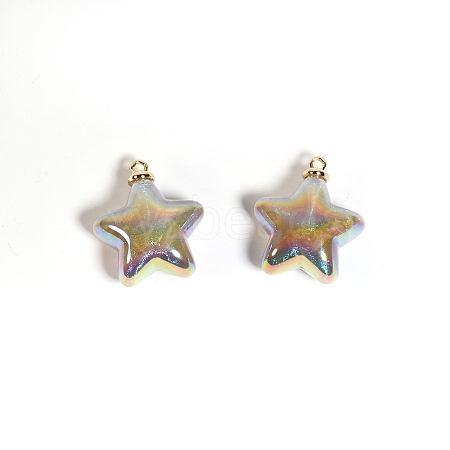 10Pcs UV Plated Iridescent Opaque Resin Pendants PW-WG9DE9F-03-1