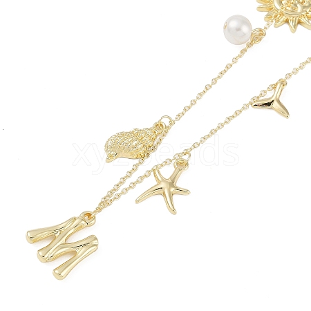 Bohemian Summer Beach Style 18K Gold Plated Shell Shape Initial Pendant Necklaces IL8059-13-1