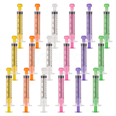 Olycraft 18Pcs 6 Colors Plastic Disposable Measurement Syringe with Cap AJEW-OC0004-52A-1