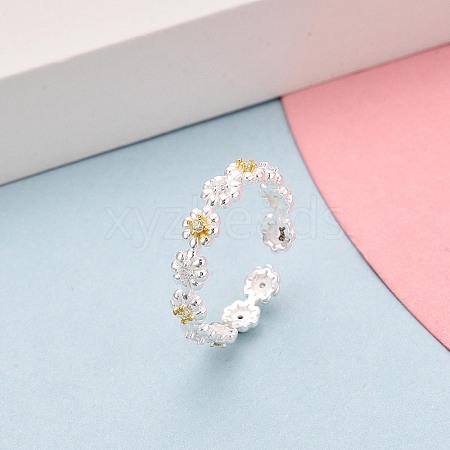 925 Sterling Silver Micro Pave Clear Cubic Zirconia Open Cuff Rings for Women STER-N016-137SG-1