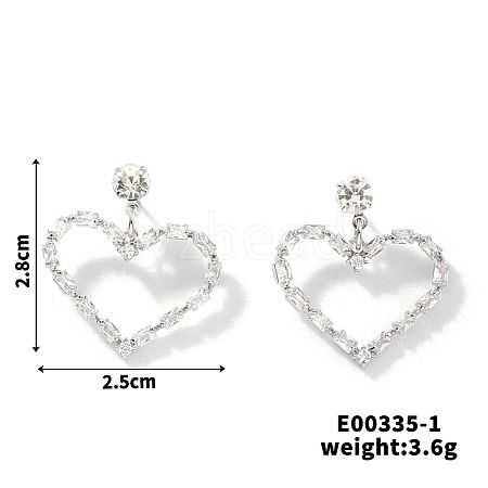 Elegant Copper Heart-shaped Zircon Stud Earrings NG8185-1-1