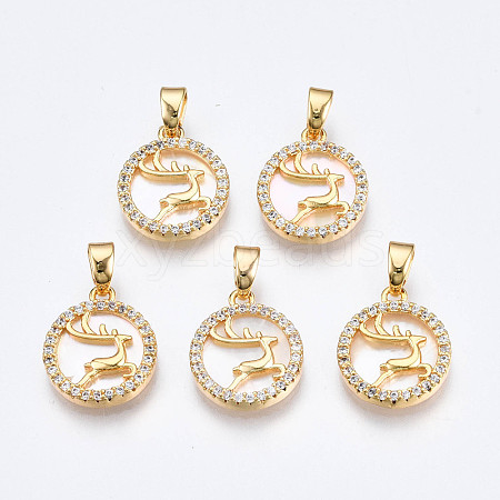 Brass Micro Pave Clear Cubic Zirconia Charms KK-Q277-006-NF-1