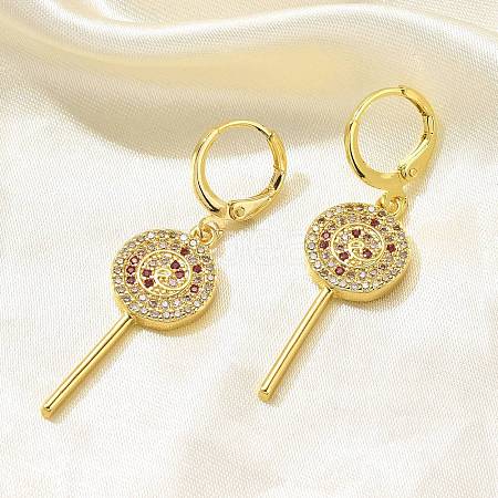 Brass Micro Pave Cubic Zirconia Leverback Earrings for Women EJEW-G419-01G-1