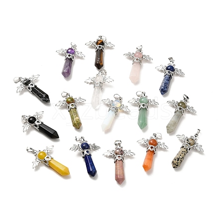 Natural & Synthetic Mixed Gemstone Pendants G-B033-01P-1