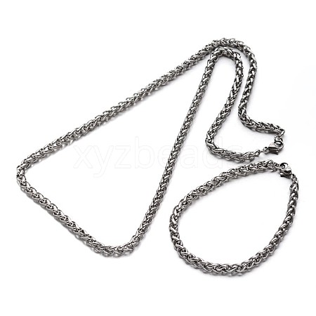 Tarnish Resistant 304 Stainless Steel Wheat Chain Jewelry Sets For Men SJEW-O032-04P-1