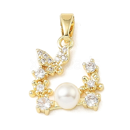 Brass Micro Pave Clear Cubic Zirconia Pendants KK-E804-13G-1