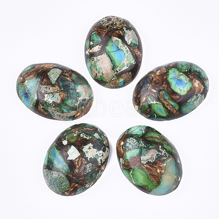 Assembled Synthetic Imperial Jasper and Bronzite  Cabochons G-S329-080D-1