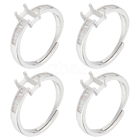 4Pcs Adjustable Brass Pad Ring Settings KK-BBC0011-83-1