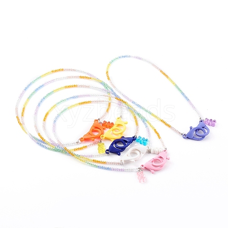 Rainbow Personalized Electroplate Glass Beaded Necklaces NJEW-JN03410-1