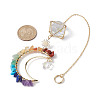 Natural & Synthetic Gemstone Chip Pendant Decorations with Brass Moon & Cable Chain HJEW-JM01646-3
