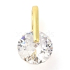 Flat Round Rack Plating Brass with Cubic Zirconia Pendants Charms KK-S396-21-1