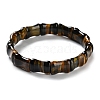 Natural Tiger Eye Beaded Stretch Bracelets for Men BJEW-C081-07-2