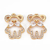 Rack Plating Brass Micro Pave Clear Cubic Zirconia Pendants X-KK-T060-09-RS-2