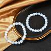 Dyed Natural Selenite Round Beaded Stretch Bracelets for Women G-U005-02H-1