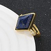 Rhombus Natural Lapis Lazuli Finger Rings RJEW-B113-01G-02-3