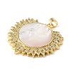 Brass Micro Pave Clear Cubic Zirconia & Natural White Shell Pendants CU-CBA6938-08G-01-2