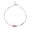 Acrylic Bone & Glass Beaded Necklaces for Women NJEW-JN05156-5