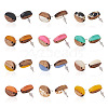 Craftdady 12Pairs 12 Colors Opaque Resin & Walnut Wood Stud Earring Findings MAK-CD0001-05-2