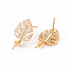 Brass Micro Pave Clear Cubic Zirconia Stud Earrings Findings KK-T062-133G-NF-1