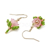 Flower Handmade Glass Seed Beads & Acrylic Beads Dangle Earrings EJEW-MZ00359-02-4