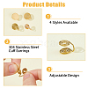 16Pcs 4 Styles Brass & 304 Stainless Steel Cuff Earrings EJEW-HS0001-18G-4