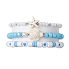 3Pcs Summer Beach Polymer Clay & Glass & Synthetic Turquoise Beaded Stretch Bracelets Kit BJEW-JB10675-01-1