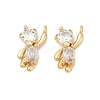 Brass Micro Pave Clear Cubic Zirconia Charms KK-XCP0001-89G-1