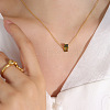Rectangle Glass Pendant 304 Stainless Steel Cable Chain Necklaces for Women FS-WGAF7A7-01-1