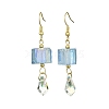 Dyed Natural Quartz & Glass Teardrop Dangle Earrings EJEW-JE05714-3