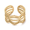 Ion Plating(IP) 304 Stainless Steel Wave Open Cuff Ring for Women RJEW-M149-36G-1