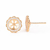Brass Micro Pave Clear Cubic Zirconia Stud Earrings Findings KK-T062-123G-NF-3