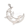 Wire Wrapped Moon & Bat Stainless Steel & Brass Pendant Decorations HJEW-TA00505-2