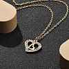 304 Stainless Steel Crystal Rhinestone Heart Pendant Cable Chain Necklaces for Women NJEW-Z056-01C-G-1