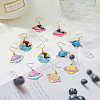 5 Pair 5 Style Golden Plated Alloy Enamel Planet Dangle Earrings with Iron Pins EJEW-AB00045-5