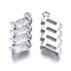 Brass Inlaid Clear Cubic Zirconia Pendants ZIRC-S069-029P-2