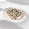 Brass Micro Pave Clear Cubic Zirconia Cuff Rings for Women RJEW-U041-03G-2