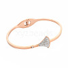 Crystal Rhinestone Ginkgo Leaf Bangle BJEW-N017-010RG-1