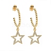 Clear Cubic Zirconia Ring with Star Dangle Stud Earrings EJEW-C008-14G-1