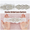 Flower Pattern Polyester Lace Elastic Bridal Garters AJEW-WH0470-67-4