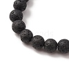 Natural Lava Rock & Pearl Beaded Stretch Bracelets BJEW-JB09446-2