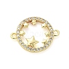 Brass Micro Pave Clear Cubic Zirconia Connector Charms KK-Z095-01G-02-1