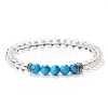 Simple Fashion Natural Quartz Crystal & Synthetic Turquoise Beaded Stretch Bracelets for Women KD8303-4-1