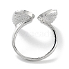 Wing Rack Plating Brass Micro Pave Cubic Zirconia Open Cuff Rings for Women RJEW-Z059-07P-3