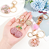 AHADERMAKER 4Pcs 4 Colors Alloy Rhinestone Pendant Keychain KEYC-GA0001-29-3