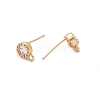 Brass Clear Cubic Zirconia Stud Earrings Finding for Women KK-A244-10A-G-2