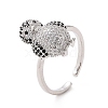 Cubic Zirconia Penguin Open Cuff Ring RJEW-G283-02P-1