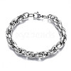 Non-Tarnish 201 Stainless Steel Rope Chain Bracelet for Men Women BJEW-S057-78-1