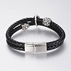 Braided Leather Cord Multi-strand Bracelets BJEW-H560-56-3