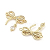 Rack Plating Brass Pave Clear Cubic Zirconia Bowknot Connector Charms KK-Z064-35G-02-2