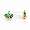 Brass Micro Pave Cubic Zirconia Stud Earrings KK-S356-251-NF-3